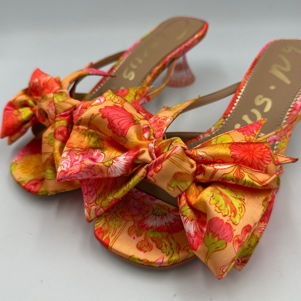 Circus NY Sam Edelman Natalina Bow Kitten-Heel Dress Sandals Floral Sz 10 NWOB